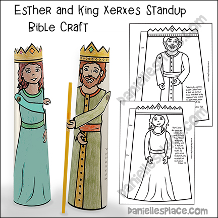Esther and King Xerxes Standup Bible Craft